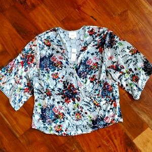 Anthropologie Maeve wrap top velour Large